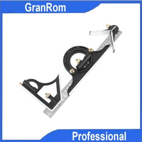 Combination Angle Ruler 300mm Measuring Tools Stainless Steel 180 Degree Functional Woodworking Square With Spirit Level