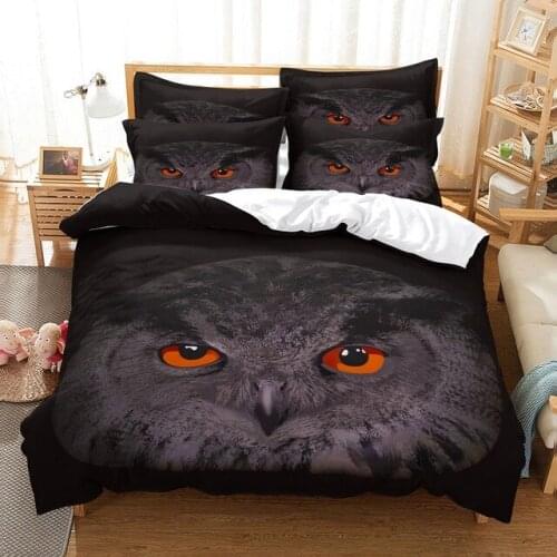 Owl 3D Printed Animal Wolf Bedding Set Elephant Duvet Covers Pillowcase Comforter King Queen Single Size Bedclothes Bed Linen