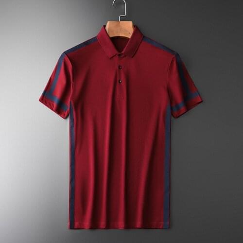 Contrast Color Printing Men T-shirt Luxury Summer Cotton Pique Thin Mens T-shirts Plus Size 4xl Slim Fit Printed Man Tee