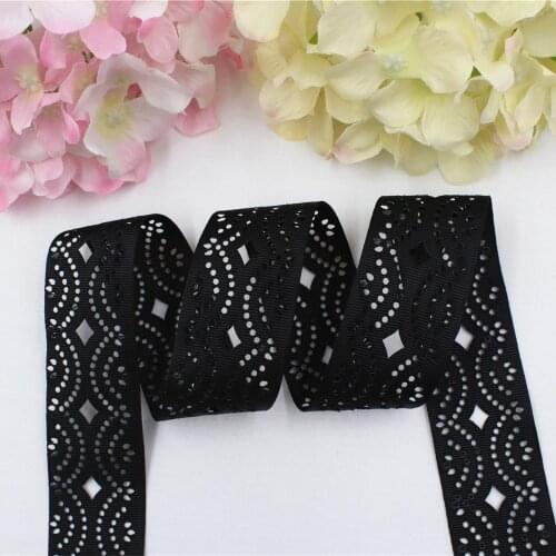 1-1/2'' 38mm black color hollow flowers series Ribbon, DIY handmade materials,Clothing accessories,Gift Wrapping 1653117