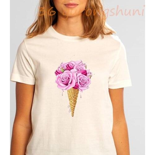 Cute woman tshirt for flowers rose graphic tee tops goth t shirt women clothes harajuku t shirts print aesthetic womens clothing