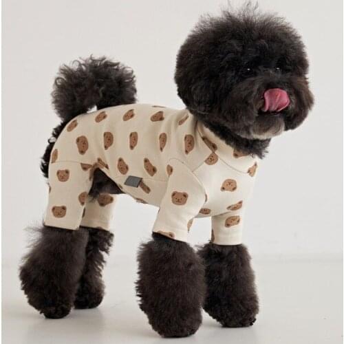 Cute Cream Bear Dog Jumpsuit for Small Medium Dogs Cotton Soft Dog Tops Chihuahua Clothes French Bulldog Clothing Ropa Perro