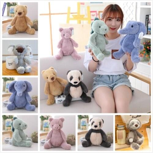 Kawaii Soft Plush Animal Dolls for Baby Appease Elephant Plush Stuffed Toys Cartoon Panda Sloth Koala Dinosaur Pig Kids Gift