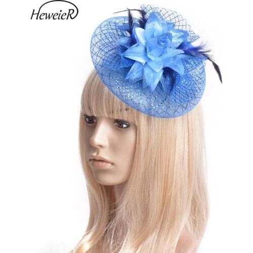 New Women Fascinator Hats Hair Clips Hairpin Netting Mesh Flower Headwear Bridal Wedding Party Accessories Handmade