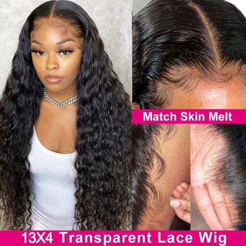 Deep Wave Lace Front Wig 13x6 HD Lace Frontal Wig Transparent Lace Wigs 30 inch Deep Curly Lace Front Wig 13x4 Lace Frontal Wig
