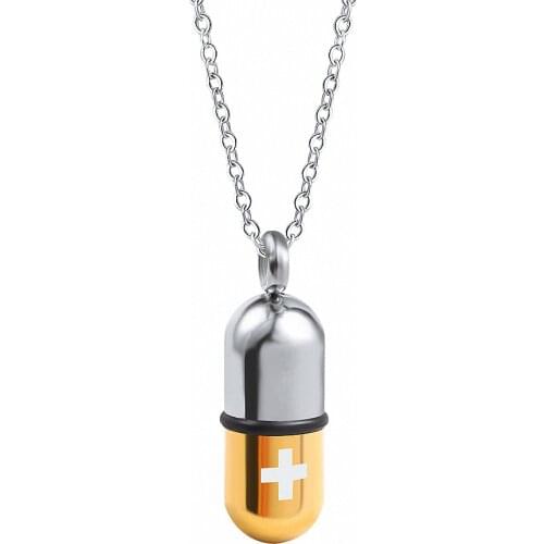 Stainless steel pendant necklace pill capsules openable perfume bottle casket pendant jewelry
