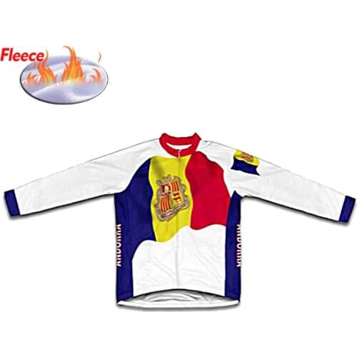 Hot Classic Andorra Winter Fleece Mens Cycling Jersey Retro Long Sleeve Bicycle Racing Mountain Sports Wear Bike Clothing
