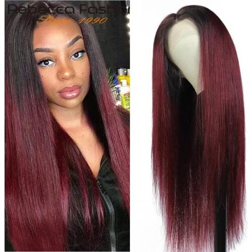 Rebecca Straight Lace Front Wigs Ombre Human Hair Lace Closure Wig 4X4 Straight Lace Closrue Human Hair Wigs T1B/99J 1B/27 1B/30