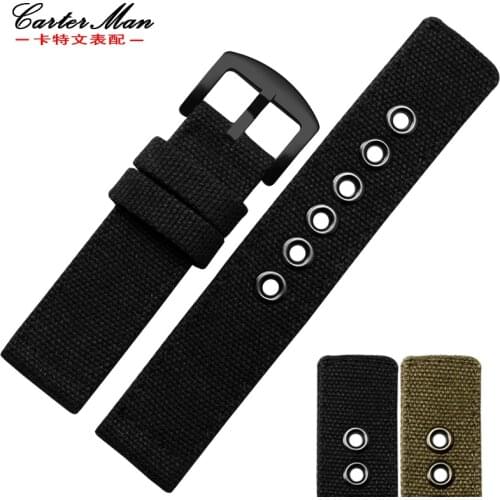 New High quality Nylon watchband 20mm 22mm nato strap Thick black watch Bracelet free shipping
