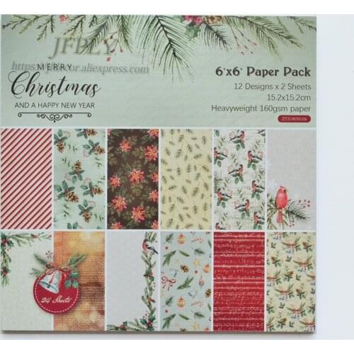 Merry Christmas Scrapbooking Paper Pack Craft Paper Art Card Card Making 6inches 24 Sheets /pack