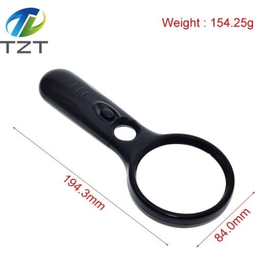 Handheld 3X 45X Illuminated Magnifier Microscope Magnifying Glass Aid Reading for Seniors loupe Jewelry Repair Tool With 3 LED