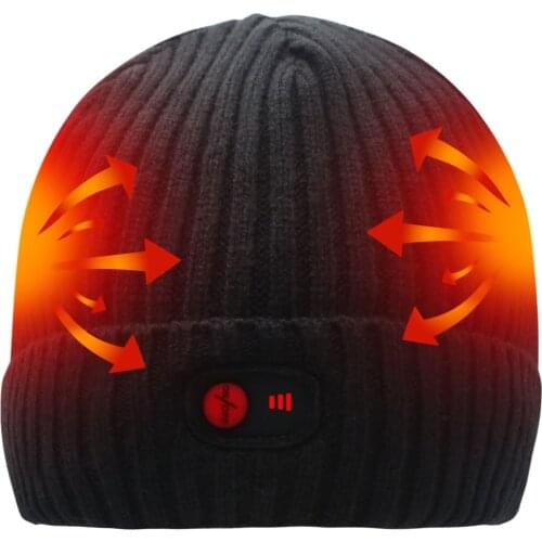 Unisex 7.4V Rechargeable Battery electric heated hat Beanies for winter cold weather 3 levels control men and women