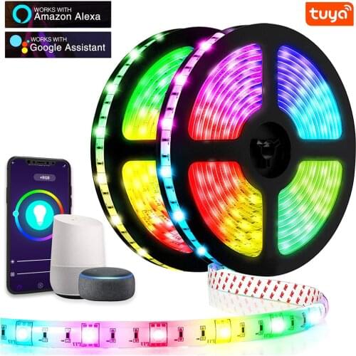 LED Strip Light Alexa WIFI Voice Control Tuya Smart Lamp RGB 5050 12V Flexible Tape Diode Waterproof Luces For Festival Home Luz