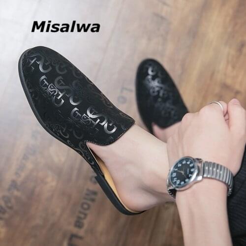 Misalwa Indoor Half Dress Shoes Casual Men Loafers Shoes Mules