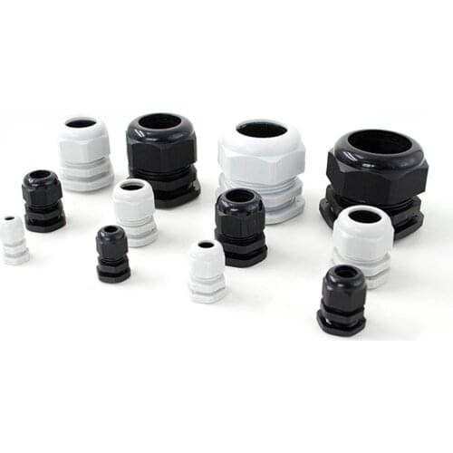 Waterproof Cable Gland Connector IP68 White Black Nylon Plastic PG7 for 3-6.5mm PG7 PG9 PG11 PG13.5 PG16 PG19/21 10pcs