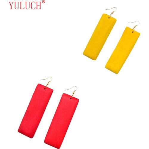YULUCH Original African Wood Solid Large Pendant Earrings for Girls Art Street Shoot Simple Personality Jewelry Party Gifts