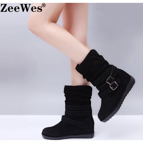 2019 popular European and American large snow boots womens flat sole Plush nude boots sell new womens shoes quickly