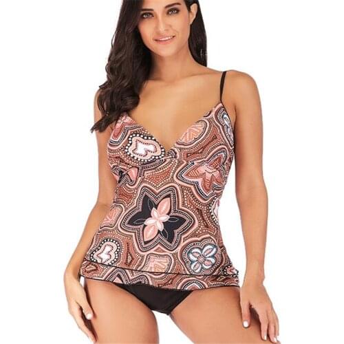 2019 Plus Size Biquini Tankini set Women Print Beachwear Sexy Big Size XXXXXL Swim Monokini Two Pieces Swimsuit Female swim wear