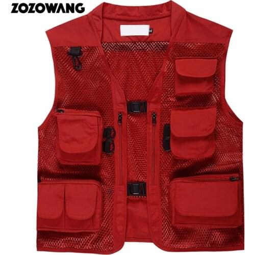 Summer outdoor Men Multi Pocket Baggy Vest men Thin Mesh Shooting Work Outerwear Sleeveless Jacket Many Pockets fishing vest