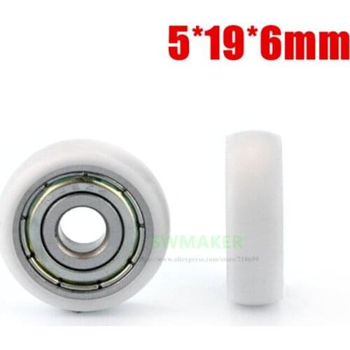 1pcs 5*19*6mm R type spherical wheel , Plastic pulley, 625zz bearing rolling, drawer showcase POM wrapped plastic wheel