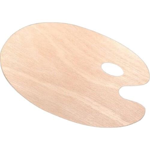 1PC Art Painting Color Mixer Oval Color Mixing Board Tray Plate Mixing Paint Color Board Mixing Wooden Oil Painting Color U7P5