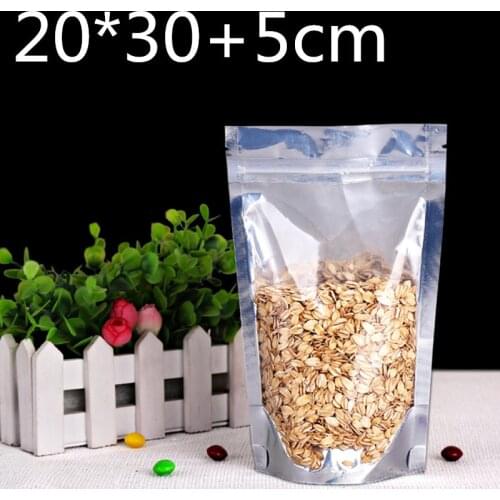 100pcs 20*30cm Mylar Stand Up Aluminum Foil Clear Packaging Packing Bag for Food Coffee Storage Resealable Zip Lock Bag