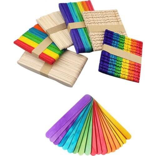100piece/Set Natural Wood Ice Cream Sticks Art Ice Cream Tools Colored Wooden Popsicle Sticks Kids DIY Hand Crafts