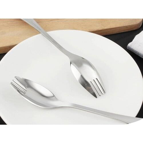 100pcs/lot Stainless Steel Spork Multifunctional Salad Noodle Spoon Fork Kitchen Tableware lin5067