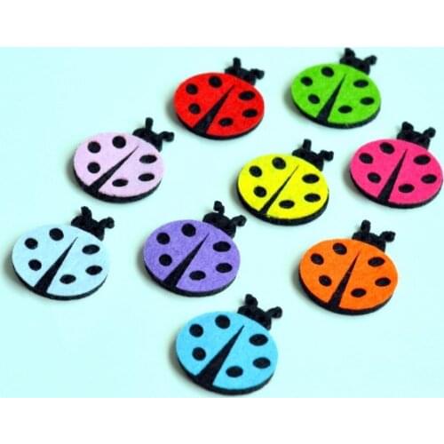 120pcs/lot 2inch 9colors Handmade Lovely Fabric Ladybug For Hair Clips accessories Cute Felt DIY Accessories For Kids Headbands