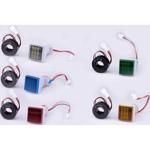 ST17VAH 3 In 1 Voltmeter Ammeter At Hz Digital Voltage Indicator AC 60-500V 0-100A 20-75Hz Car Volt Amp Tester Detector