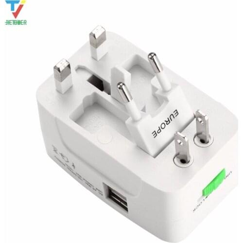 50pcs/lot Dual 2 USB Conversion Socket Multi-function World Travel Plug Adapter with International Plug Socket Global Universal