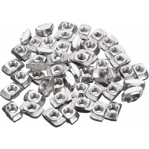 50pcs M4-20 T Nut Female Thread T Slot Hammer Head Drop in Nut 20 Series Slot T-nut Sliding Hammer Drop In Nut Fasten Connector