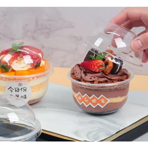 50pcs Net red 250ML clear dessert cup small U shape creative ice cream cups kid birthday party pudding jelly ygourt cup with lid