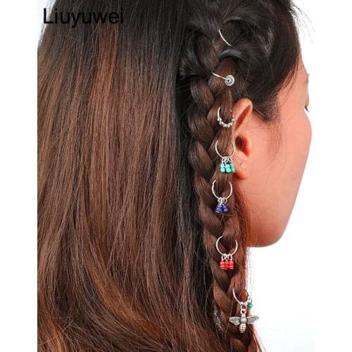 7 pcs/set Boho Hair Pins Girls Hair Hairwear Braided Bee Circle Hair Jewelry Wedding Decoration Design Circle Hair Accessories