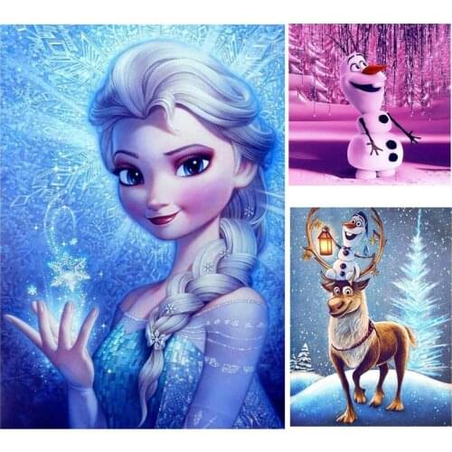 Disney Frozen Diy 5D Diamond Painting Action Figures Cartoon Cross Stitch Diamond Embroidery Elsa Olaf Figures Decor Gift