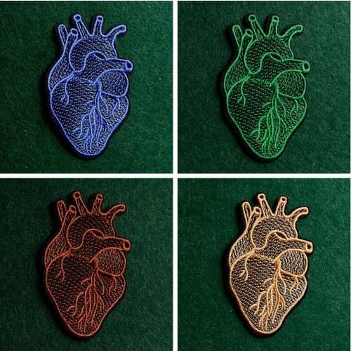2pcs/lot Punk Heart Embroideried Patches for Clothing Iron on Patches on Clothes Skull Embroidery Patch for Kids Jacket Applique
