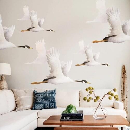 White Crane Wall Sticker Bedroom Furniture Home Decoration Accessories Paintings for Living Room Wall Bathroom Decor Wall Paper