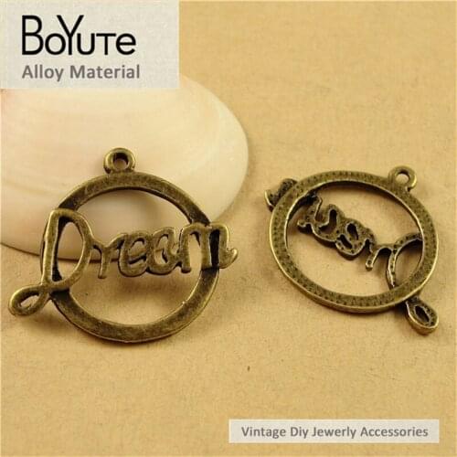 BoYuTe (100 Pieces /lot) 22*20MM Antique Bronze Plated Zinc Alloy Metal Dream Word Round Shaped Diy Charms Jewelry Accessories