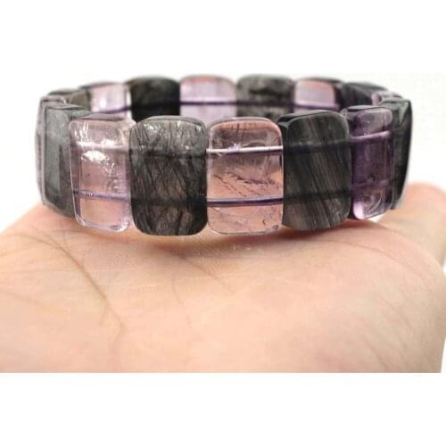 Natural stone beads bracelet : green Rutilated quartz & amethysts stone bracelet for woman for man wholesale