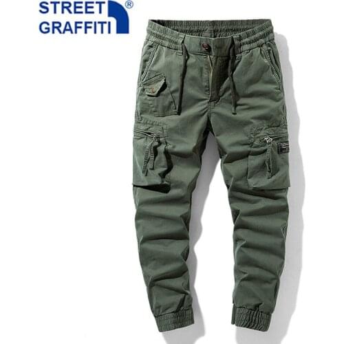 New Men Tactical Cargo Pants Mens Cotton Multiple Pocket Joggers Hip Hop pants Men street fashion Tie feet Breathable Trousers