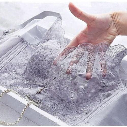 Big Chest Is Small Upscale Lace Bra Comfortable Ultra-thin Lace Large Size Breathable Bra No Sponge No Steel Ring Bralette
