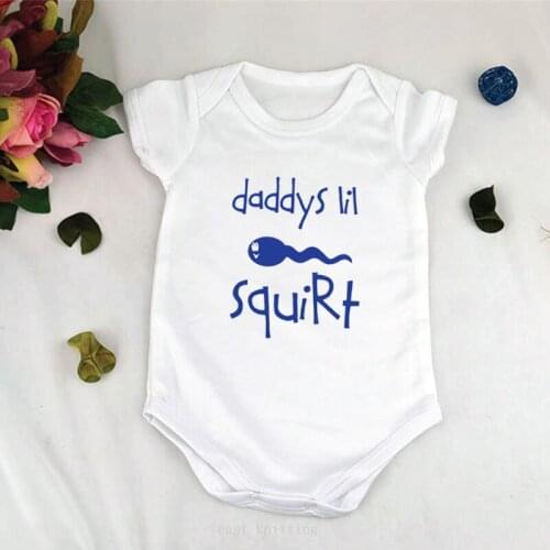 DERMSPE Newborn Baby Boys Girls Cotton Short Sleeve Letter Blue Print Daddy Squirf Romper Summer Baby Clothes White Hot Sales