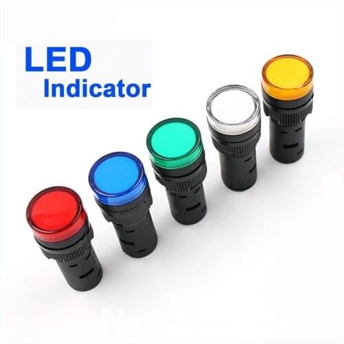 FUSUPI LED Indicator Light 12V 24V 110V 220V 16mm Panel Mount LED Power Indicator Pilot Signal Light Lamp Night Light