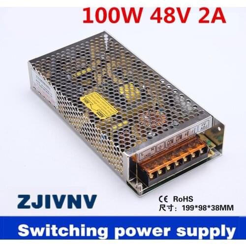 100W output 48V 2A SMPS switching power supply ac to dc 48v For LED Strip Light Display and industry high quality s-100-48