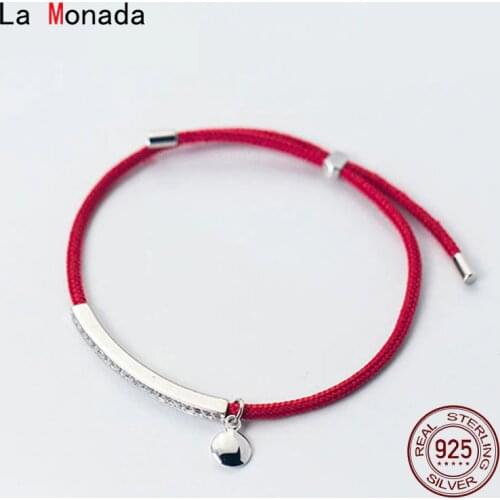 La Monada Red Thread For Hand 925 Sterling Silver Bracelet Red Thread String Rope Bracelets For Women Silver 925 Sterling