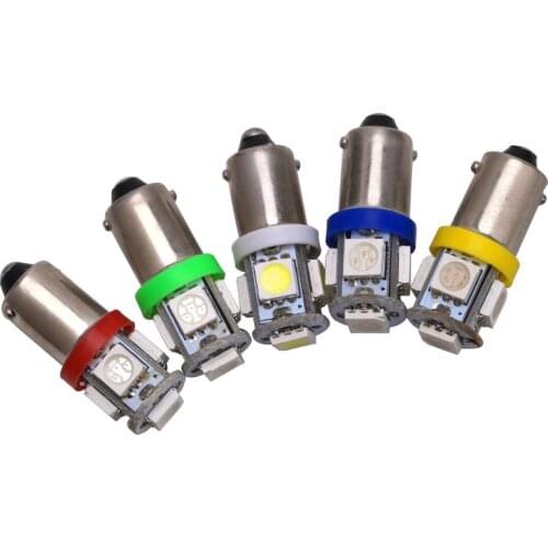 100pcs BA9S T4W #44 #47 1445 H6W 60LM DC Non Polar Pinball Game Machine Light Bulb 5SMD 5050 White Red Yellow Blue Green DC12V
