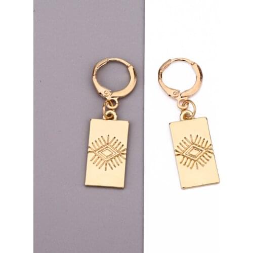 Dayoff Gold Color Rectangle Eye Small Hoop Earrings Women Men Charming Pendant Creative Korean Fashion Gril Jewelry Brincos E233