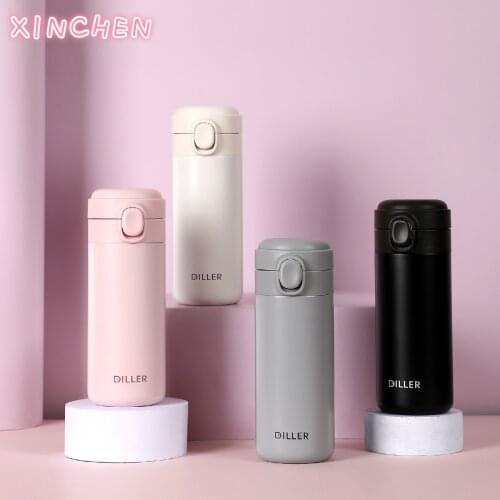 Diller Cute Mini 350ml Thermos Bottle Thermal Cup for Water Vacuum Flask Stainless Steel Insulated Thermomug for Car Sport