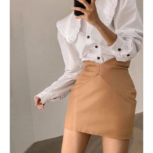 Faux Leather Mini Skirt Black E-girl Punk Clothes Pencil Skirts White Ropa Sexy High Waist Women Short Wrap Bottoms Fashion 2021