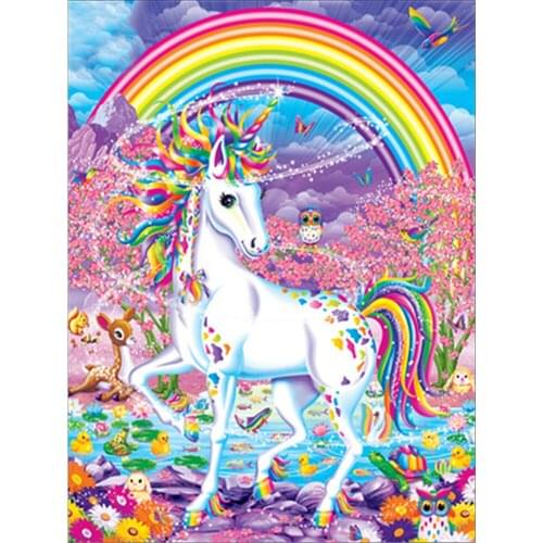 Cartoon Rainbow Unicorn Horse Animal DIY Embroidery 11CT Cross Stitch Kits Craft Needlework Set Cotton Thread Design